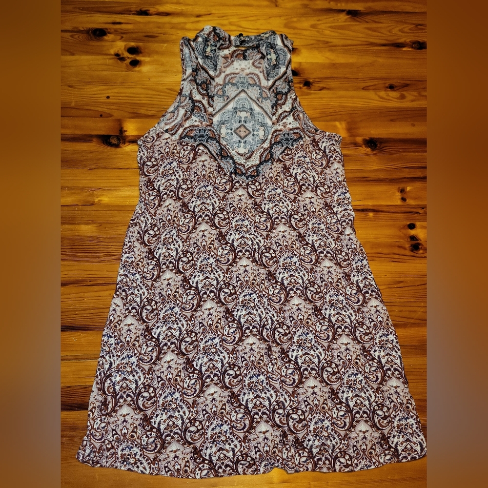 American Eagle Outfitters Brown and Blue Patterned Mini Dress - Picture 3 of 5